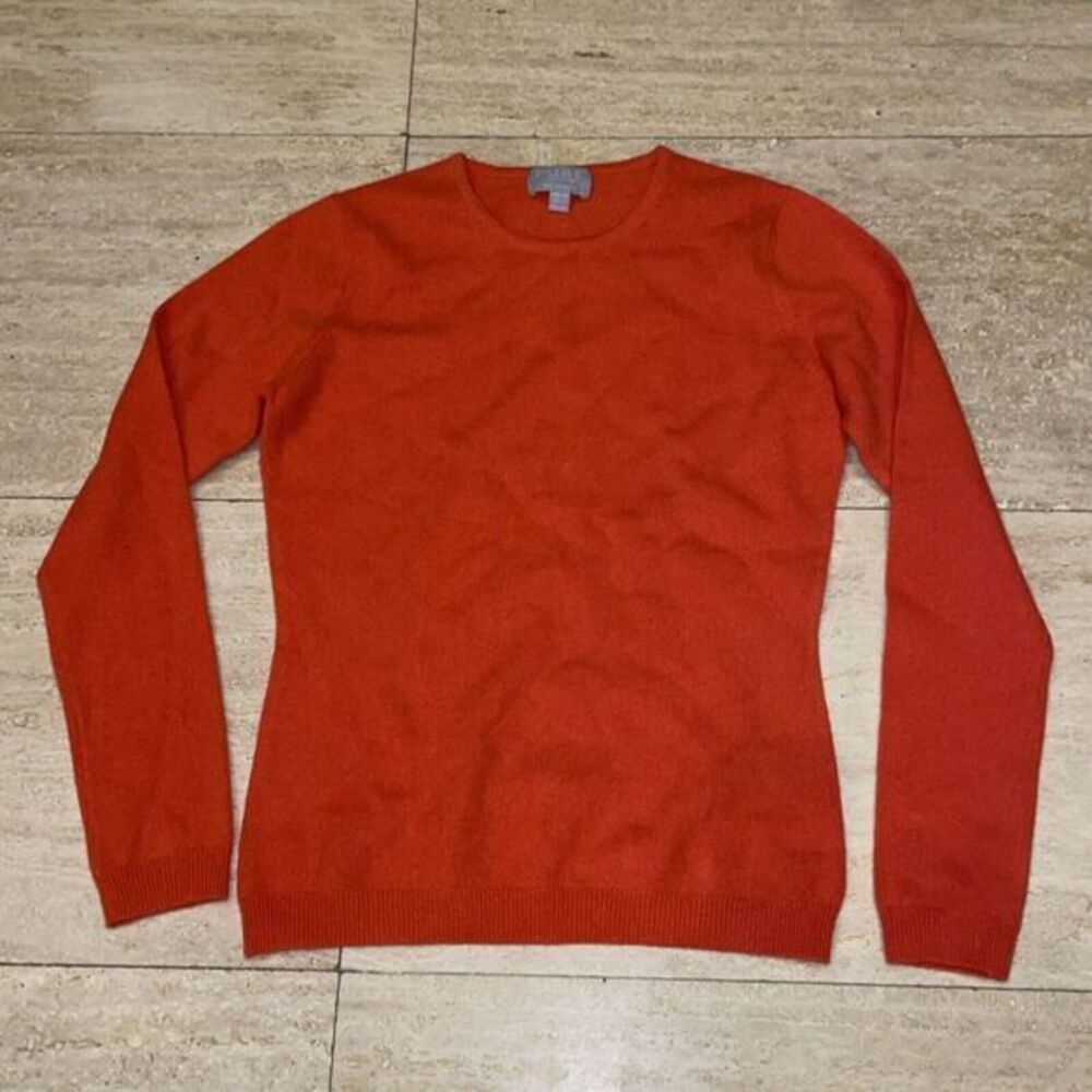 Pure Collection 100% Cashmere Long Sleeve Crew Neck Sweater Orange Size 2